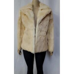 Dino Ricco Size L Vintage Genuine Rabbit Fur Coat yellowish #A